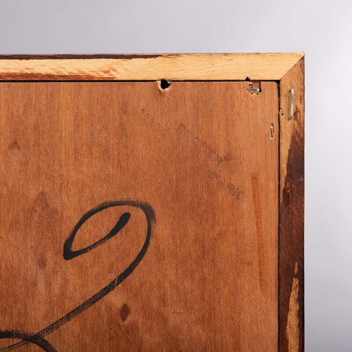Vintage LCW dressoir in rood gebeitst essenhout van Charles en Ray Eames voor Herman Miller, 2000