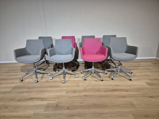 8X Ahrend - Bureau/Eetkamerstoelen - Grijs - Roze -Design