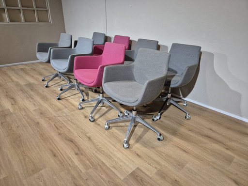 8X Ahrend - Bureau/Eetkamerstoelen - Grijs - Roze -Design