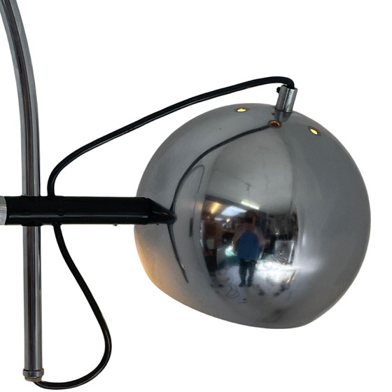 Image 1 of Gepo - Space Age Wandlamp - Volledig Chroom - Oogbol Spot - Nederlands Ontwerp