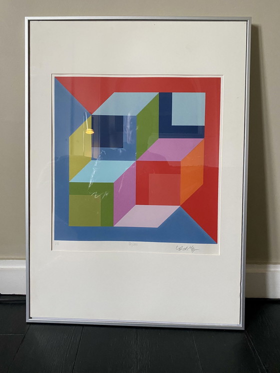 Image 1 of Victor Vasarely. Kleurenlitho, gesigneerd Vasarely.