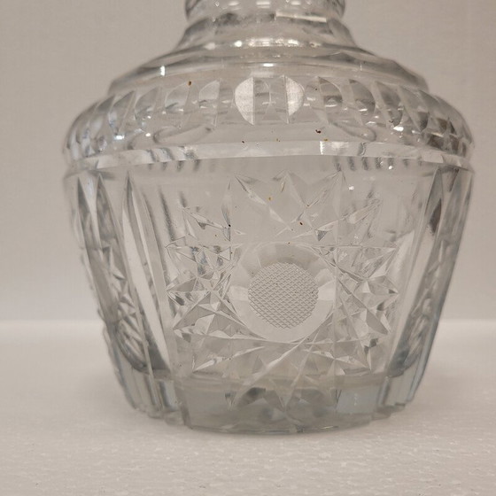 Image 1 of Vintage karaf van geslepen glas met zilveren hals, Frankrijk