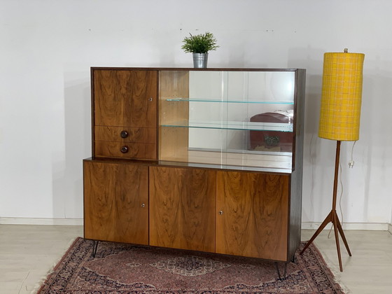 Image 1 of Mid Century highboard woonkamer kast harnas dressoir vintage