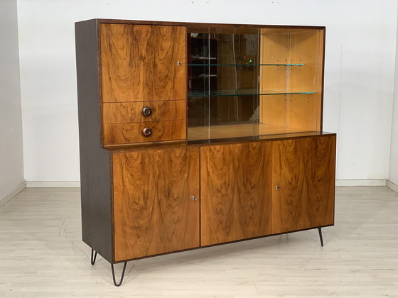 Image 1 of Mid Century highboard woonkamer kast harnas dressoir vintage