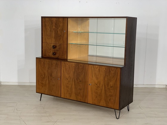 Image 1 of Mid Century highboard woonkamer kast harnas dressoir vintage