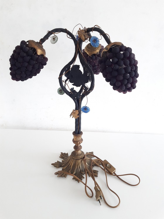 Image 1 of Imposante Druiventros Tafellamp In Art Nouveau Stijl 
