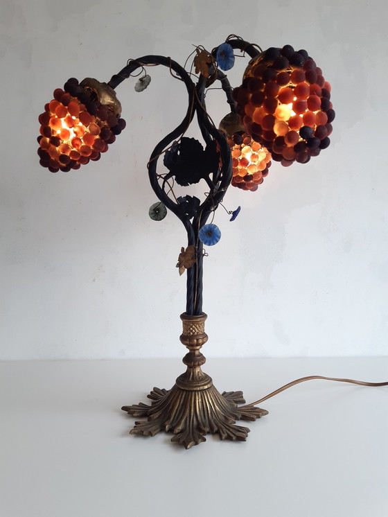 Image 1 of Imposante Druiventros Tafellamp In Art Nouveau Stijl 