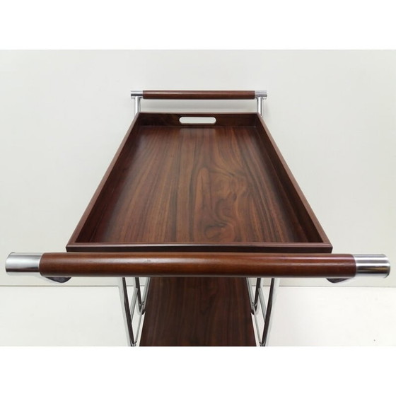 Image 1 of Mid-eeuwse serveertafel van metaal, Tsjecho-Slowakije 1980