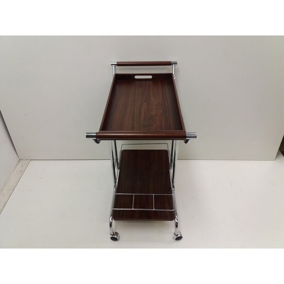 Image 1 of Mid-eeuwse serveertafel van metaal, Tsjecho-Slowakije 1980