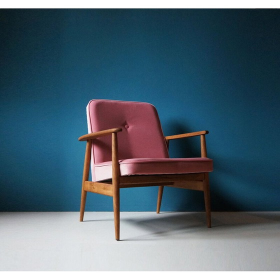 Image 1 of Vintage fauteuil, roze fluwelen bekleding, jaren 1960