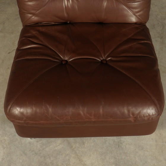 Image 1 of Set van 3 vintage lederen modulaire fauteuils – jaren 60