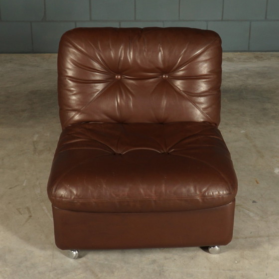 Image 1 of Set van 3 vintage lederen modulaire fauteuils – jaren 60