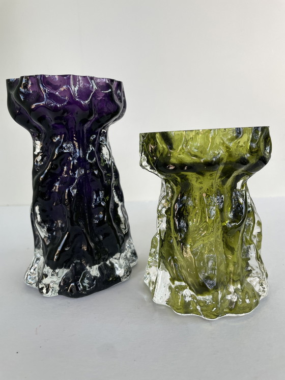 Image 1 of 2X Ingrid Glashütte Tree Trunk/Bark Glass Vazen 