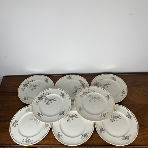 Set van 8 platte borden, "Chantilly" model door Longchamp, 1950/60