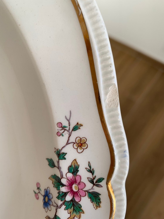 Image 1 of Set van 8 platte borden, "Chantilly" model door Longchamp, 1950/60