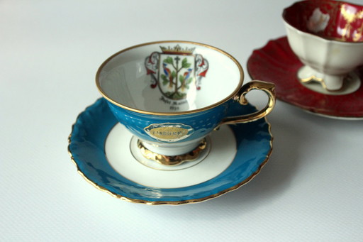 2x zeldzame porseleinen demitasse kopjes als set