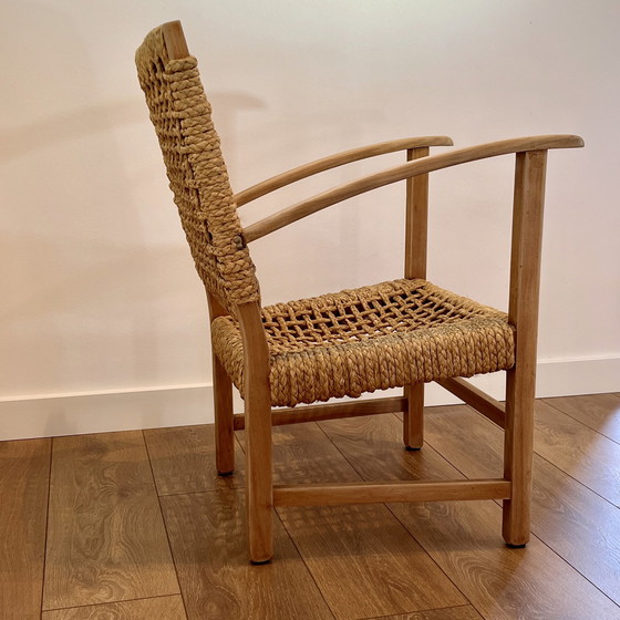 Image 1 of Mid Century Modern Fauteuil  Hout En Touw