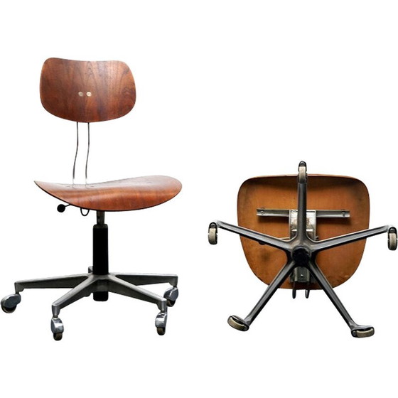 Image 1 of Paar vintage SE 40 teakhouten draaifauteuils van Egon Eiermann voor Wilde en Spieth, Duitsland