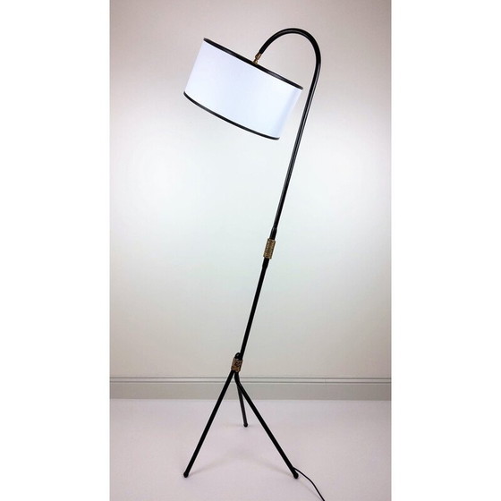 Image 1 of Vintage zwarte metalen vloerlamp, 1950