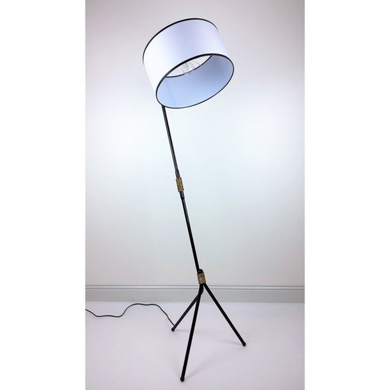 Image 1 of Vintage zwarte metalen vloerlamp, 1950