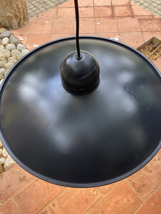 Image 1 of 2 Wit glazen en metalen hanglampen uit de jaren 80