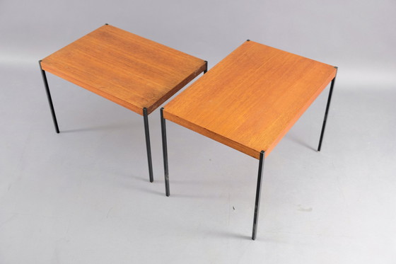 Image 1 of 2x mid-century teakhouten bijzettafels