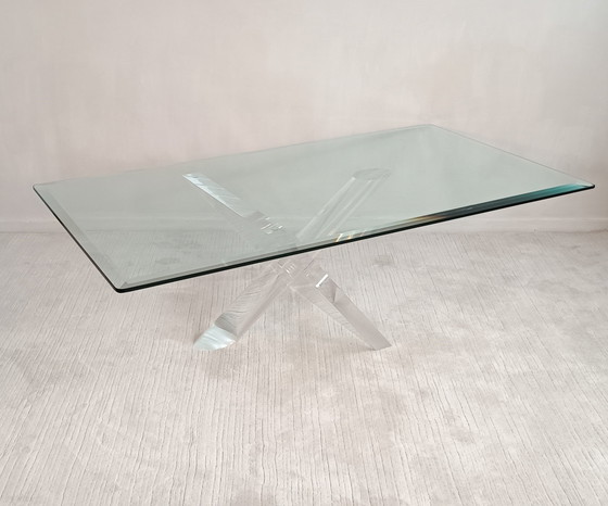 Image 1 of Sculpturale 1970's Lucite en Glas Design Salontafel van Jeffrey Bigelow