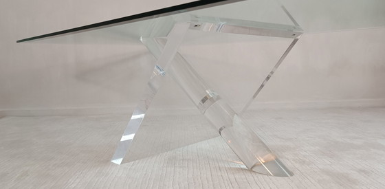 Image 1 of Sculpturale 1970's Lucite en Glas Design Salontafel van Jeffrey Bigelow