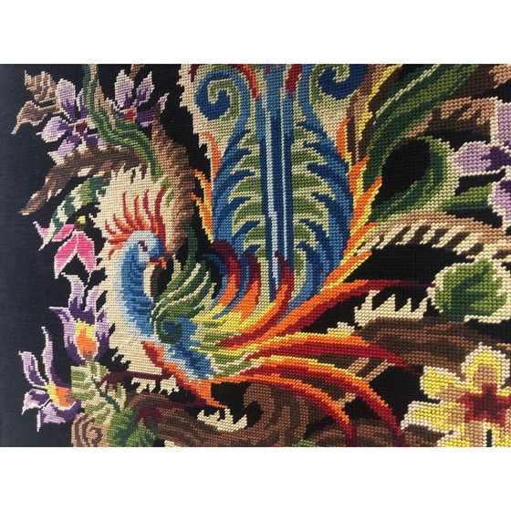 Image 1 of Ingelijst vintage wandkleed met haan, 1970