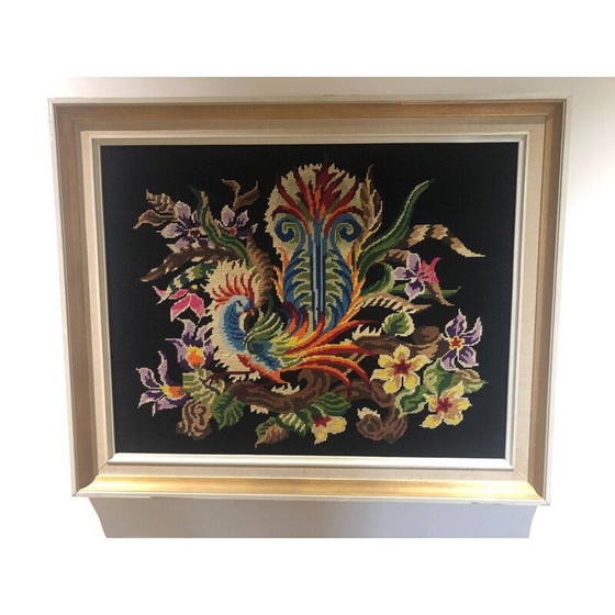 Image 1 of Ingelijst vintage wandkleed met haan, 1970