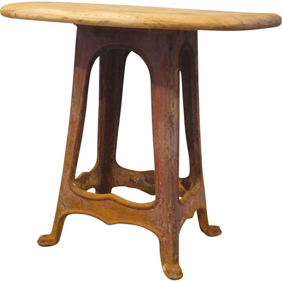 Image 1 of Vintage console van gietijzer en massief hout, jaren 1930