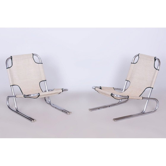 Image 1 of Paar vintage Bauhaus fauteuils in chroomstaal, Duitsland 1940