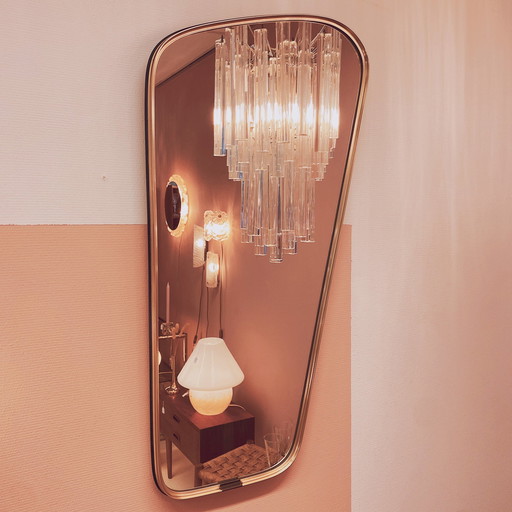 1950'S Brass Asymmetrical Mirror