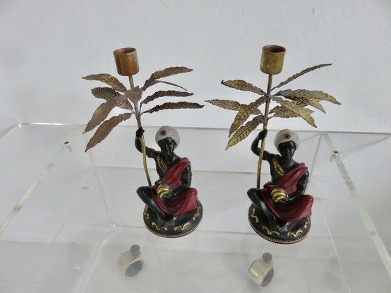 Image 1 of Paar Blackamoor kandelaars