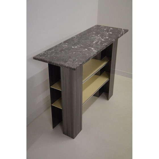 Image 1 of Vintage marmeren buitentafel, metaal, modernistische minimalistische console, Italië 1980
