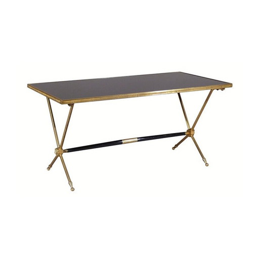 Vintage messing en opaline salontafel door Raphaël Raffel, 1960