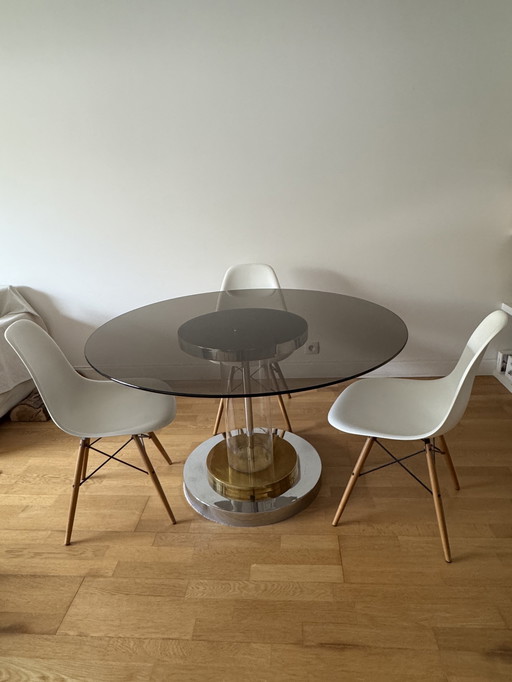 3 Eames Plastic Bijzetstoelen DSW Esdoorn Wit