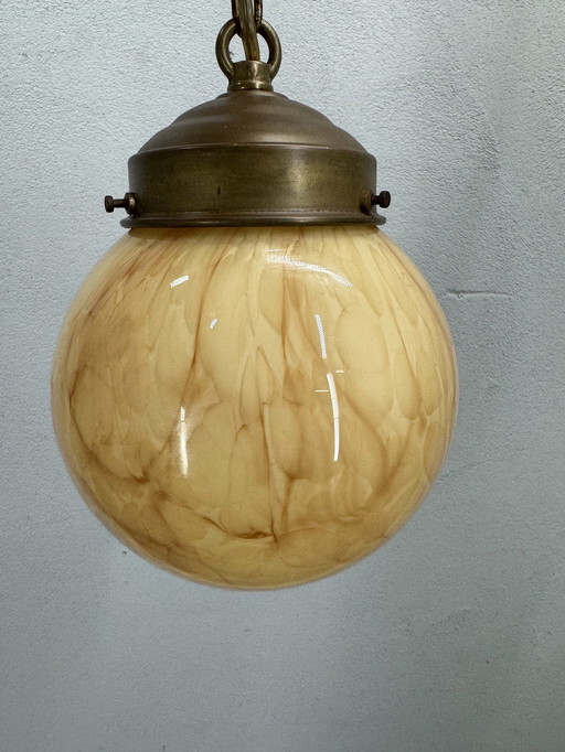 Uniek Gemarmerde Art Deco Hanglamp