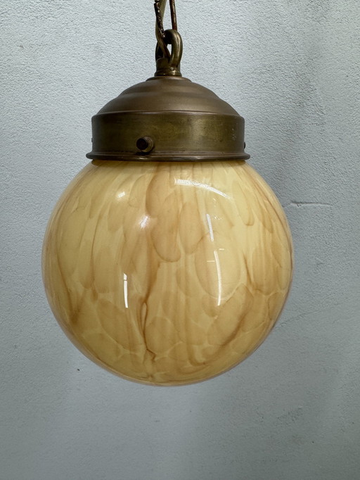 Uniek Gemarmerde Art Deco Hanglamp