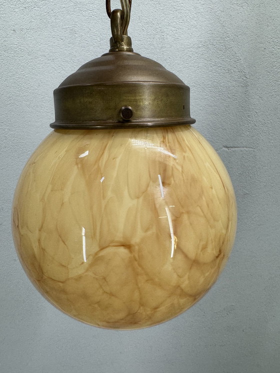 Image 1 of Uniek Gemarmerde Art Deco Hanglamp