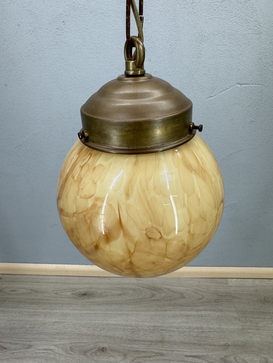 Image 1 of Uniek Gemarmerde Art Deco Hanglamp