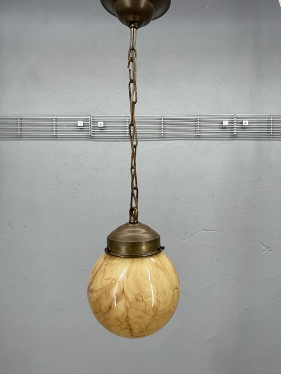 Image 1 of Uniek Gemarmerde Art Deco Hanglamp