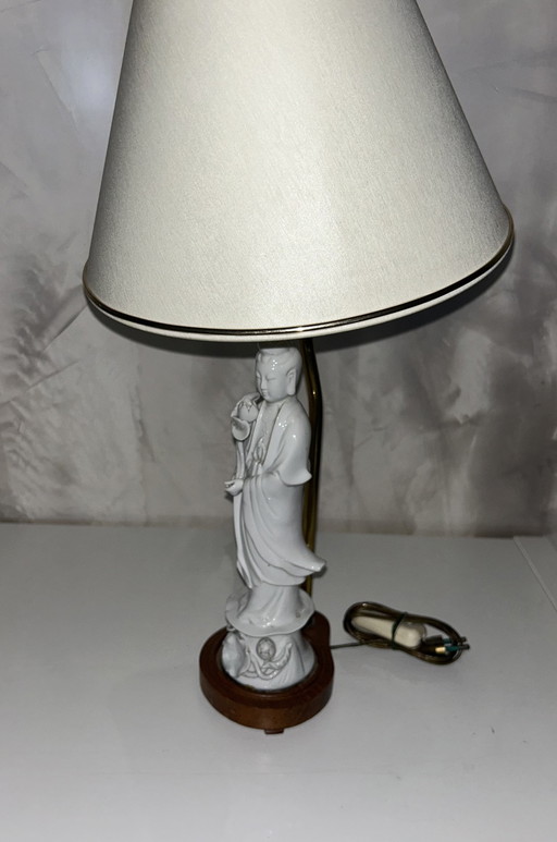 Chinees Wit Porseleinen Kwan Yin Beeldje Lamp