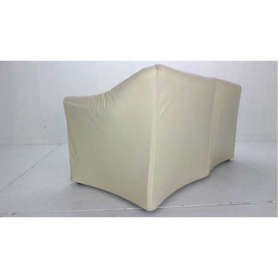 Image 1 of Vintage leren en stalen 2-zits bank van Mario Bellini voor Cassina, Italië 1970