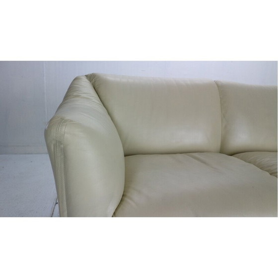 Image 1 of Vintage leren en stalen 2-zits bank van Mario Bellini voor Cassina, Italië 1970