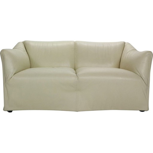 Vintage leren en stalen 2-zits bank van Mario Bellini voor Cassina, Italië 1970