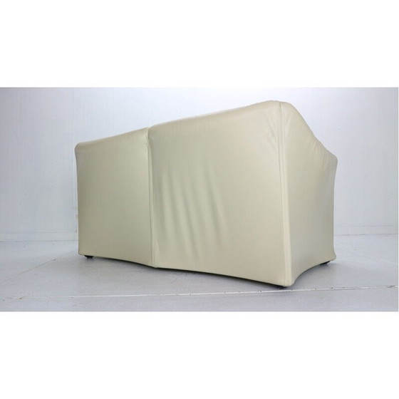 Image 1 of Vintage leren en stalen 2-zits bank van Mario Bellini voor Cassina, Italië 1970