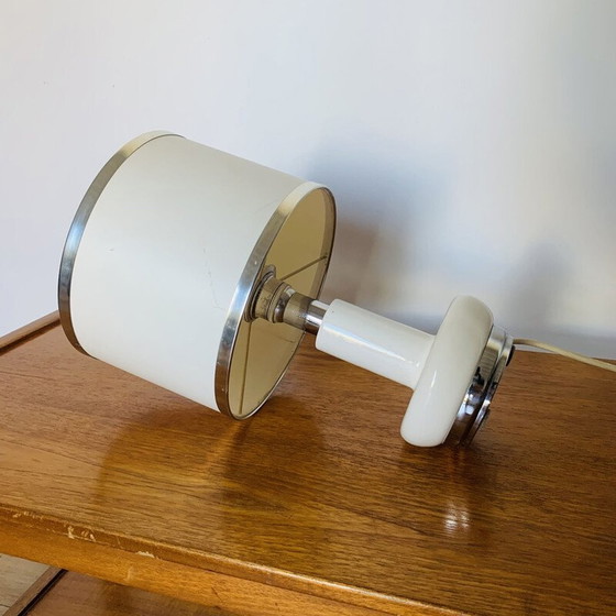 Image 1 of Vintage lamp van verchroomd metaal en wit keramiek, 1970