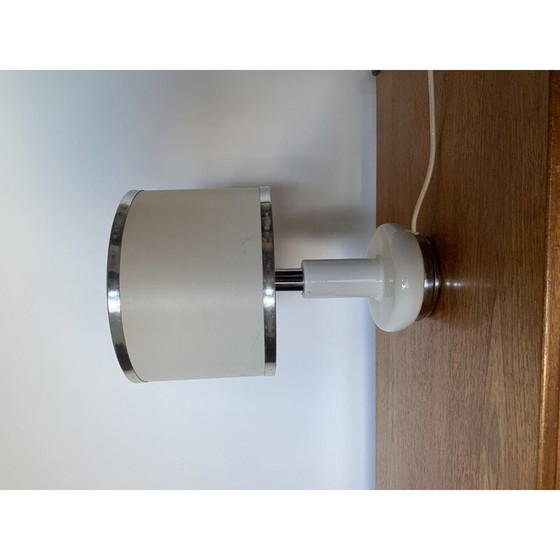 Image 1 of Vintage lamp van verchroomd metaal en wit keramiek, 1970