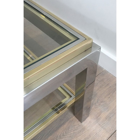 Image 1 of Vintage salontafel van chroom en messing, 1970